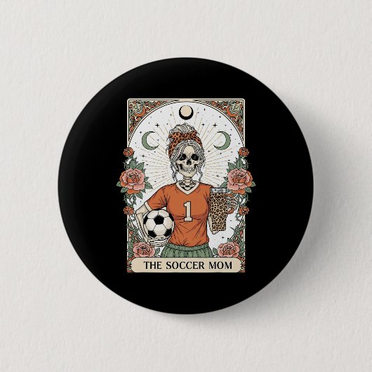 Fußball-Mutter-Skelett-Tarotkarte Fußball-Mama Mut Button (Vorderseite)