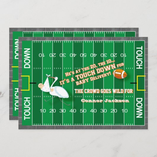 Fußball MVP & Stork Babydusche Einladung (Vorne/Hinten)