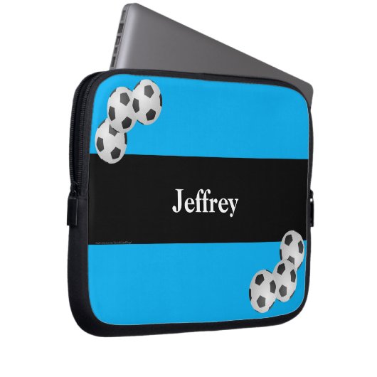 Fußball, Name, Blue & Black Computer Laptopschutzhülle (Vorne Rechts)