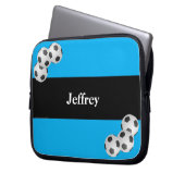 Fußball, Name, Blue & Black Computer Laptopschutzhülle (Vorderseite Links)