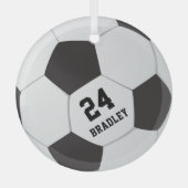 Fußball | Name Nummer Ornament Aus Glas (Vorderseite)