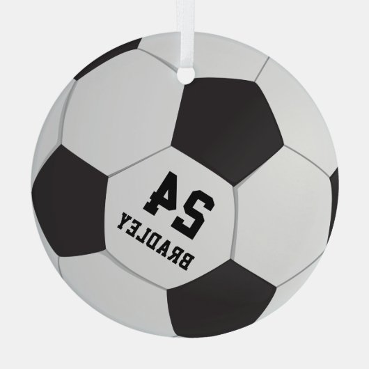 Fußball | Name Nummer Ornament Aus Glas (Rückseite)