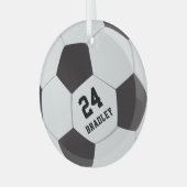 Fußball | Name Nummer Ornament Aus Glas (Vorderseite links)