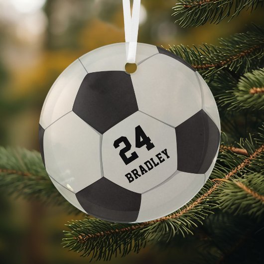 Fußball | Name Nummer Ornament Aus Glas