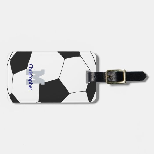 Fußball-Name und Monogramm-Gepäckmarke Gepäckanhänger (Vorderseite horizontal)