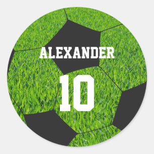 Fußball   Name und Nummer Runder Aufkleber
