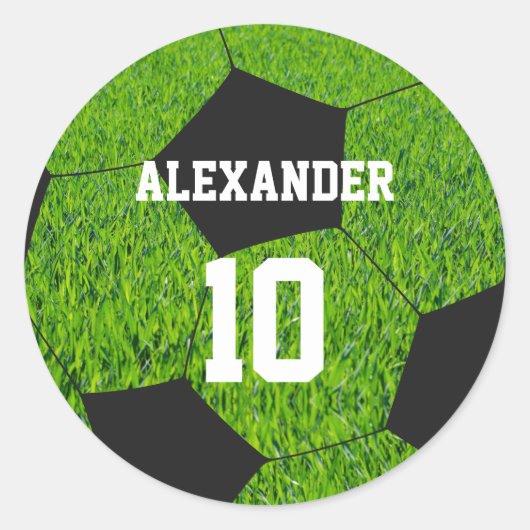 Fußball | Name und Nummer Runder Aufkleber (Vorderseite)