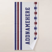 Fußball Navy Red Strip Individuelle Name Badetuch Badehandtuch (Badehandtuch)