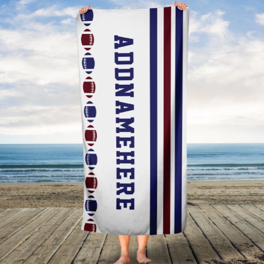 Fußball Navy Red Strip Individuelle Name Badetuch Badehandtuch