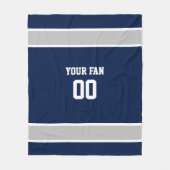 Fußball-Navy, Silver & White Personalisiert Fleecedecke (Vorderseite)