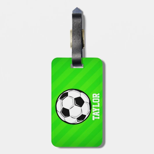 Fußball; Neon Green Strips Gepäckanhänger (Rückseite vertikal)