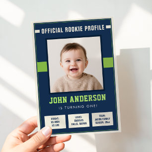 Fußball-Neuling-Profil Baby 1. Geburtstagsfoto Einladung