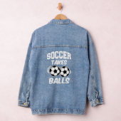 Fußball nimmt Balls lustiges männliches Shirt Jeansjacke (Hangar)