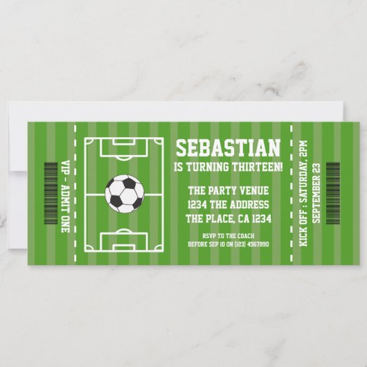 Fußball-Novelty-Ticket Personalisiert Einladung (Vorderseite)