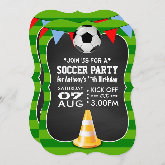 Fußball- oder Fußball-Party-Halbpension Einladung (Vorne/Hinten)