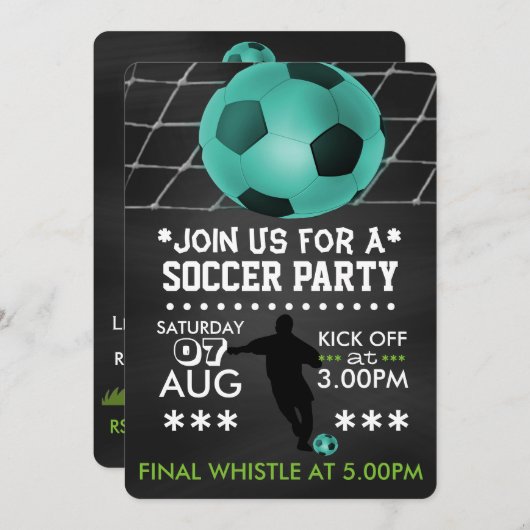 Fußball- oder Fußball-Party-Halbpension Einladung (Vorne/Hinten)