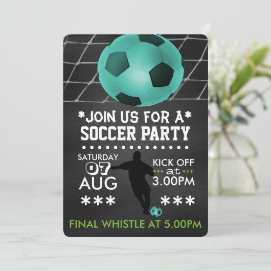 Fußball- oder Fußball-Party-Halbpension Einladung (Stehend Vorderseite)