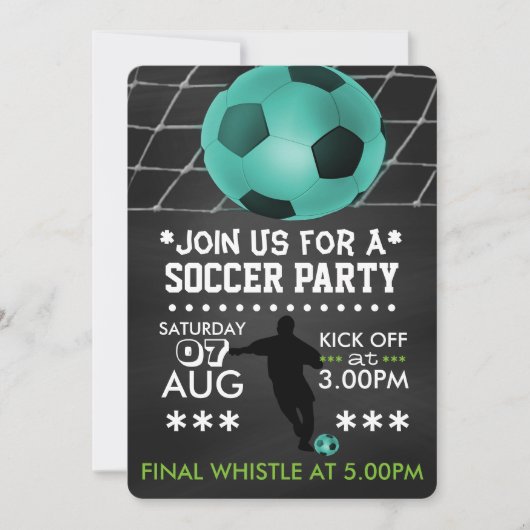 Fußball- oder Fußball-Party-Halbpension Einladung (Vorderseite)
