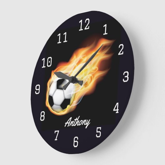 Fußball oder Fußball personalisiert Große Wanduhr (Winkel)