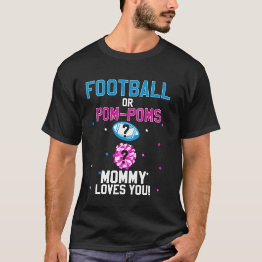 Fußball oder Pom Poms Cheerleader Mami liebt dich T-Shirt (Vorderseite)