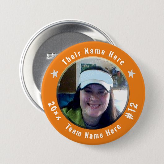 Fußball oder Sportsport Spirit Foto Orange Button (Vorne & Hinten)