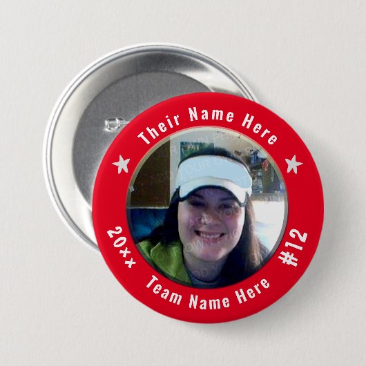 Fußball oder Sportsport Spirit Foto Rot Button (Vorne & Hinten)