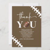 Fußball Oh Boy Brown White Baby Dusche Dankeskarte (Vorderseite)