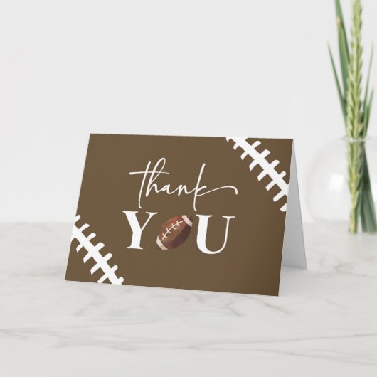 Fußball Oh Boy Brown White Baby Dusche Dankeskarte (Vorderseite)