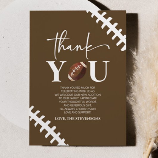 Fußball Oh Boy Brown White Baby Dusche Dankeskarte