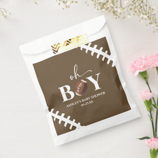 Fußball Oh Boy Brown White Baby Dusche Geschenktütchen (Versiegelt)
