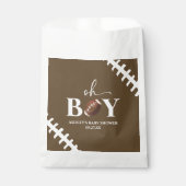 Fußball Oh Boy Brown White Baby Dusche Geschenktütchen (Vorderseite)