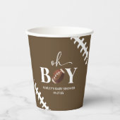 Fußball Oh Boy Brown White Baby Dusche Pappbecher (Vorderseite)