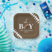 Fußball Oh Boy Brown White Baby Dusche Pappteller (Party)