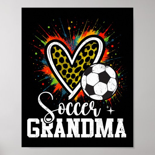 Fußball-Oma Leopard Heart Poster (Vorne)