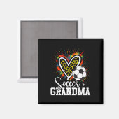 Fußball Oma Leopard Herz Magnet (Vorderseite/Rückseite)