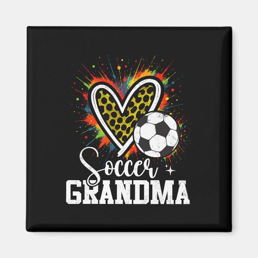 Fußball Oma Leopard Herz Magnet (Vorne)
