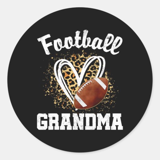 Fußball-Oma Leopard Herz Runder Aufkleber (Vorderseite)