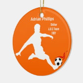 Fußball-Orange-Ornament Keramikornament (Links)