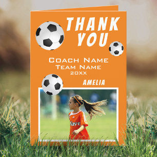 Fußball Orange Sport Coach Dankeskarte