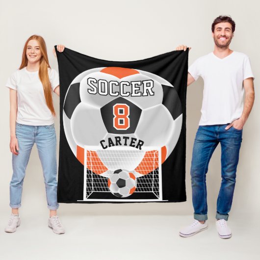Fußball - orange, weiß und schwarz fleecedecke (Beispiel)