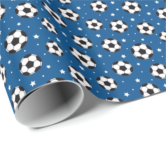 Fußball-Packpapier - dunkelblau Geschenkpapier (Rolleneckpunkt)