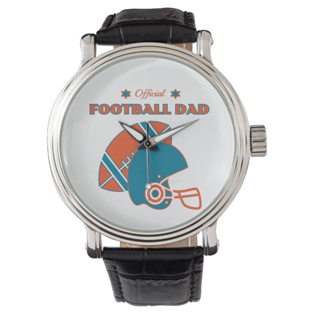 Fußball Papa Sportfans Vintag orange Armbanduhr (Vorderseite)