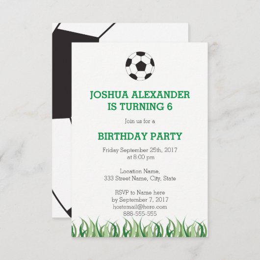 Fußball-Party Einladung (Vorne/Hinten)