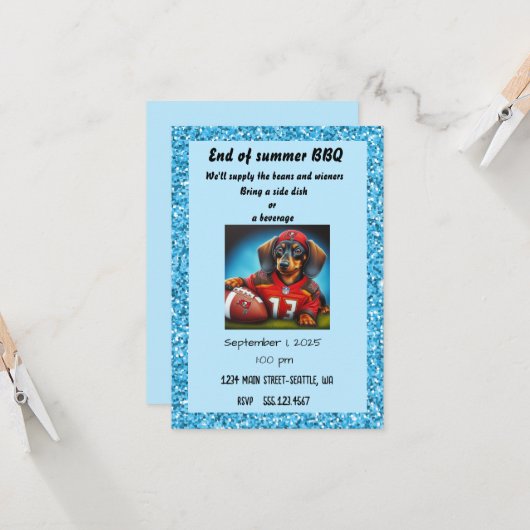 Fußball-Party Einladung (Vorderseite/Rückseite Beispiel)