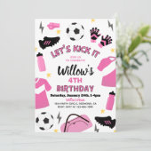 Fußball-Party Einladung | Einladungen von Mädchen (Stehend Vorderseite)