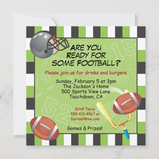 Fußball-Party Einladung für Erwachsene oder Kinder (Vorderseite)