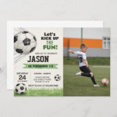 Fußball-Party Einladung mit Foto (Vorne/Hinten)