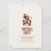 Fußball-Party Einladung mit Whiskey Glass (Vorderseite)