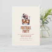 Fußball-Party Einladung mit Whiskey Glass (Stehend Vorderseite)
