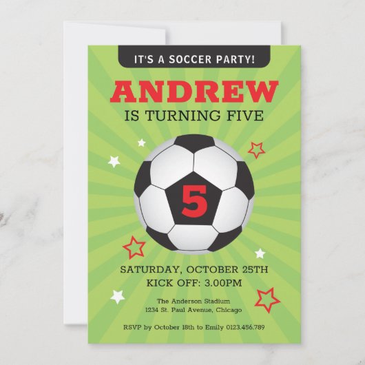 Fußball-Party Einladung zum Geburtstag (Vorderseite)